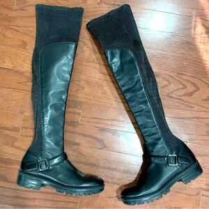 Kendall+Kylie Emette Black Leather Over-the-Knee Boots 10 Edgy Sporty Minimalist